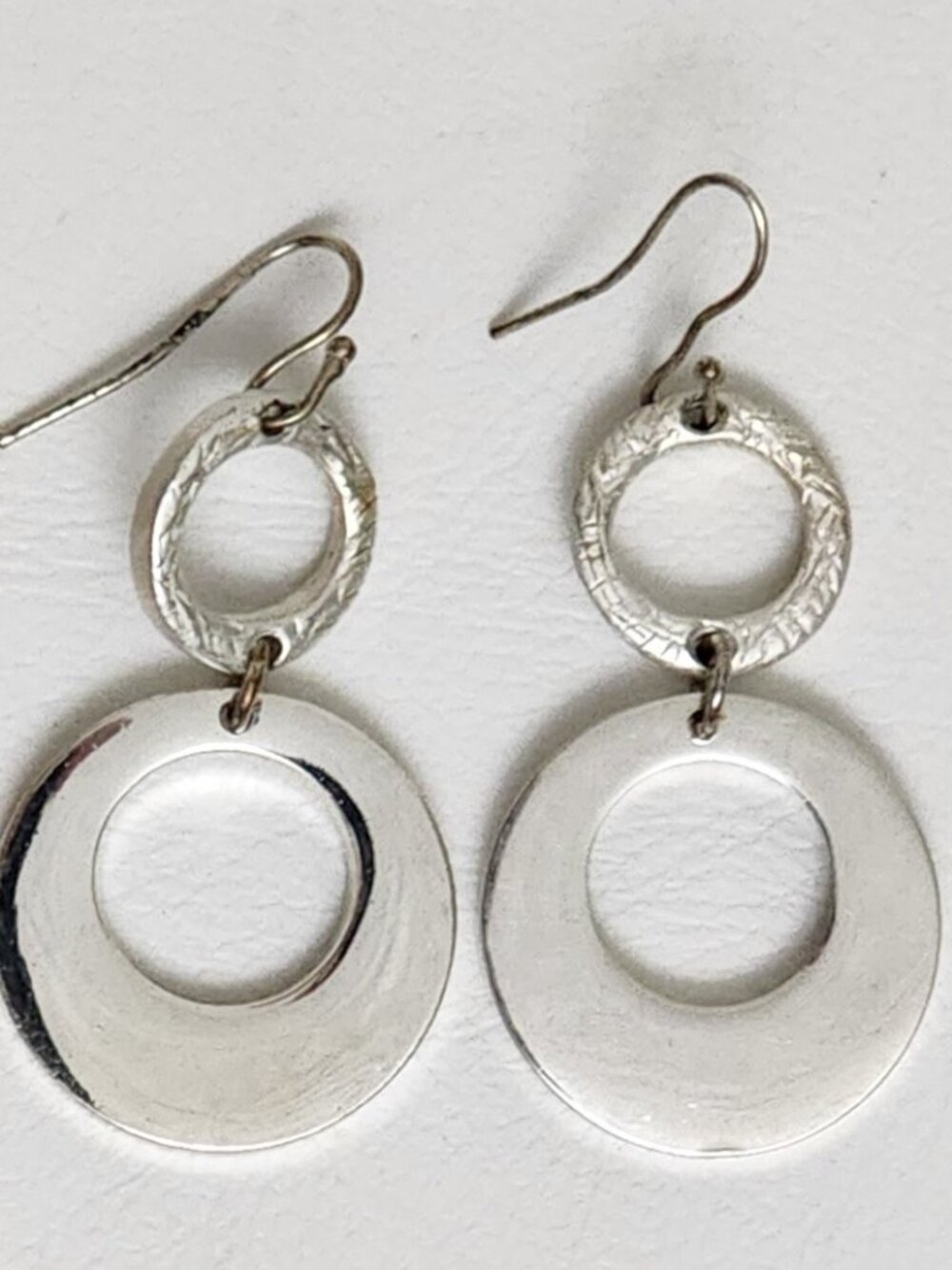 Silvertone Drop Earrings 3/4" x 7/8"